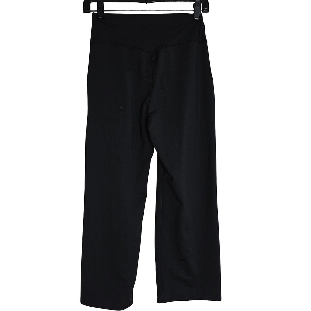 Wide Leg Yoga Pants Women's Size M Black High Waisted Cropped Pockets Good - Picture 6 of 9
